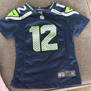 Nike Kids Navy and Lime Green Jersey